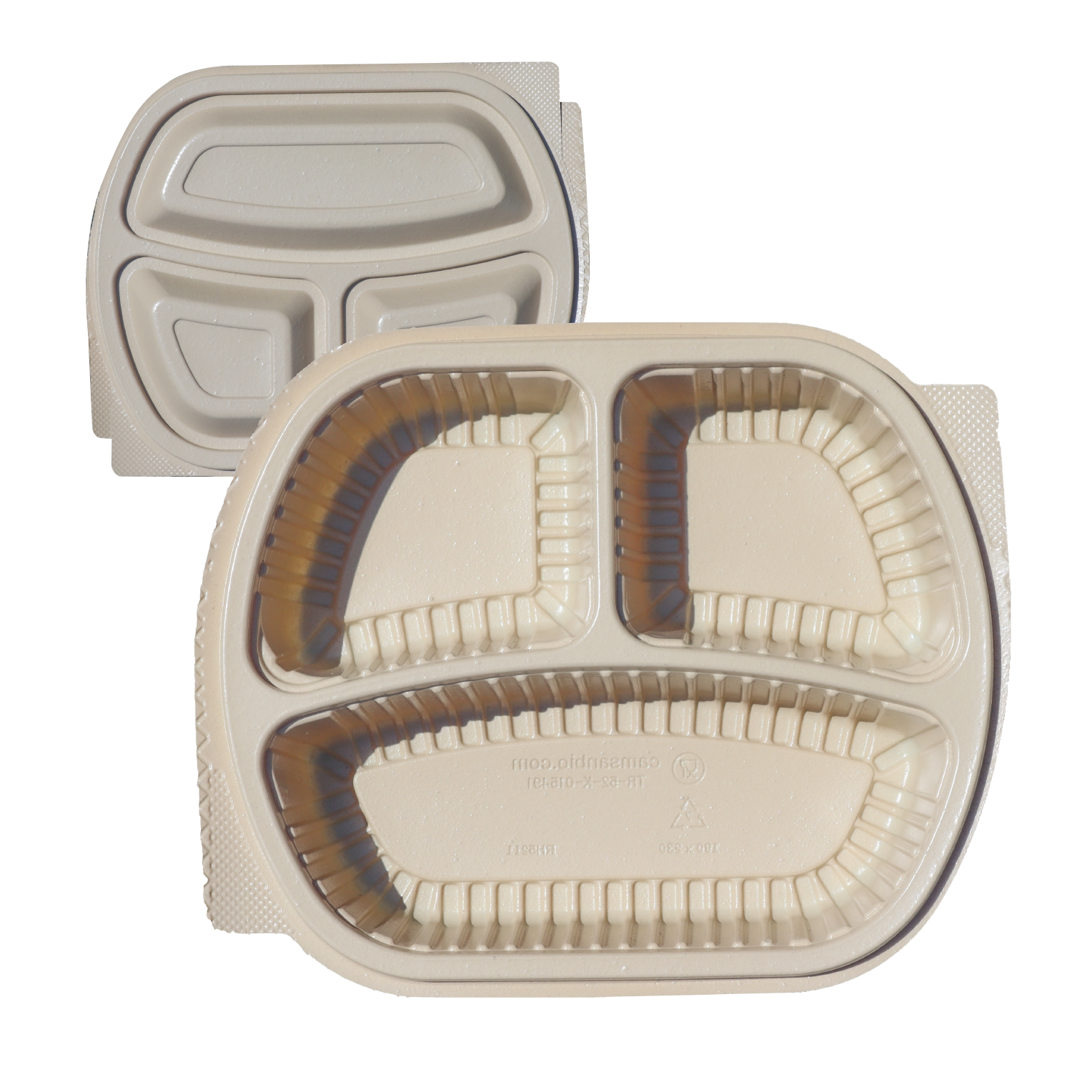 Üç Gözlü Kapaklı Tabldot - Kompostlanabilir Ürün